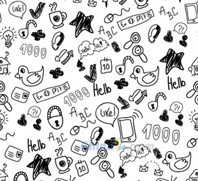 手绘涂鸦无缝矢量背景